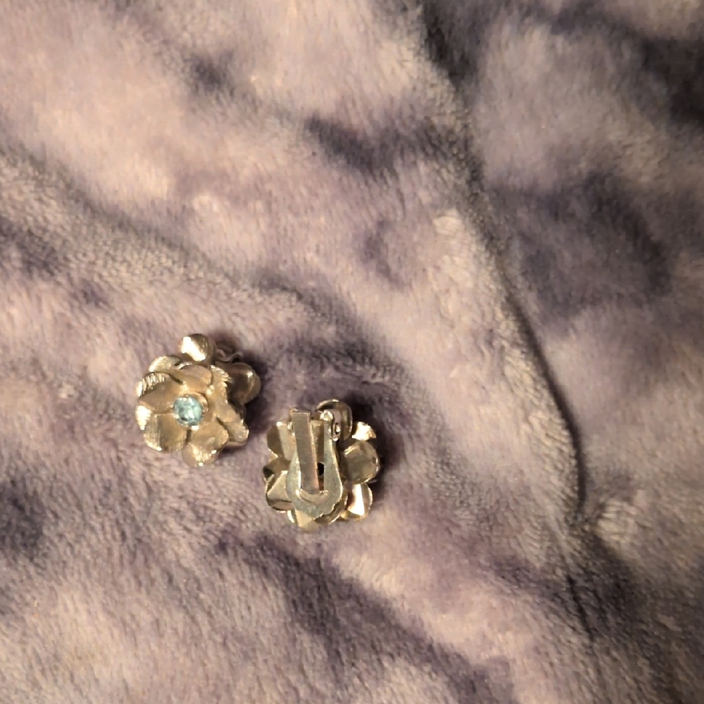 Silver Floral Clip-On Earrings